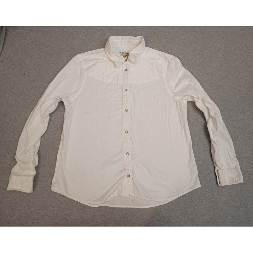 Tecovas Womens XL White Herringbone Cotton Pearl Snap Western Shirt TECWFW22W10